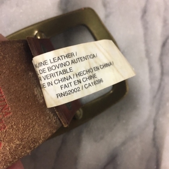 Lucky Brand Leather Floral Print Belt Tan Brown Bronze Buckle Boho Revival - Picture 10 of 11